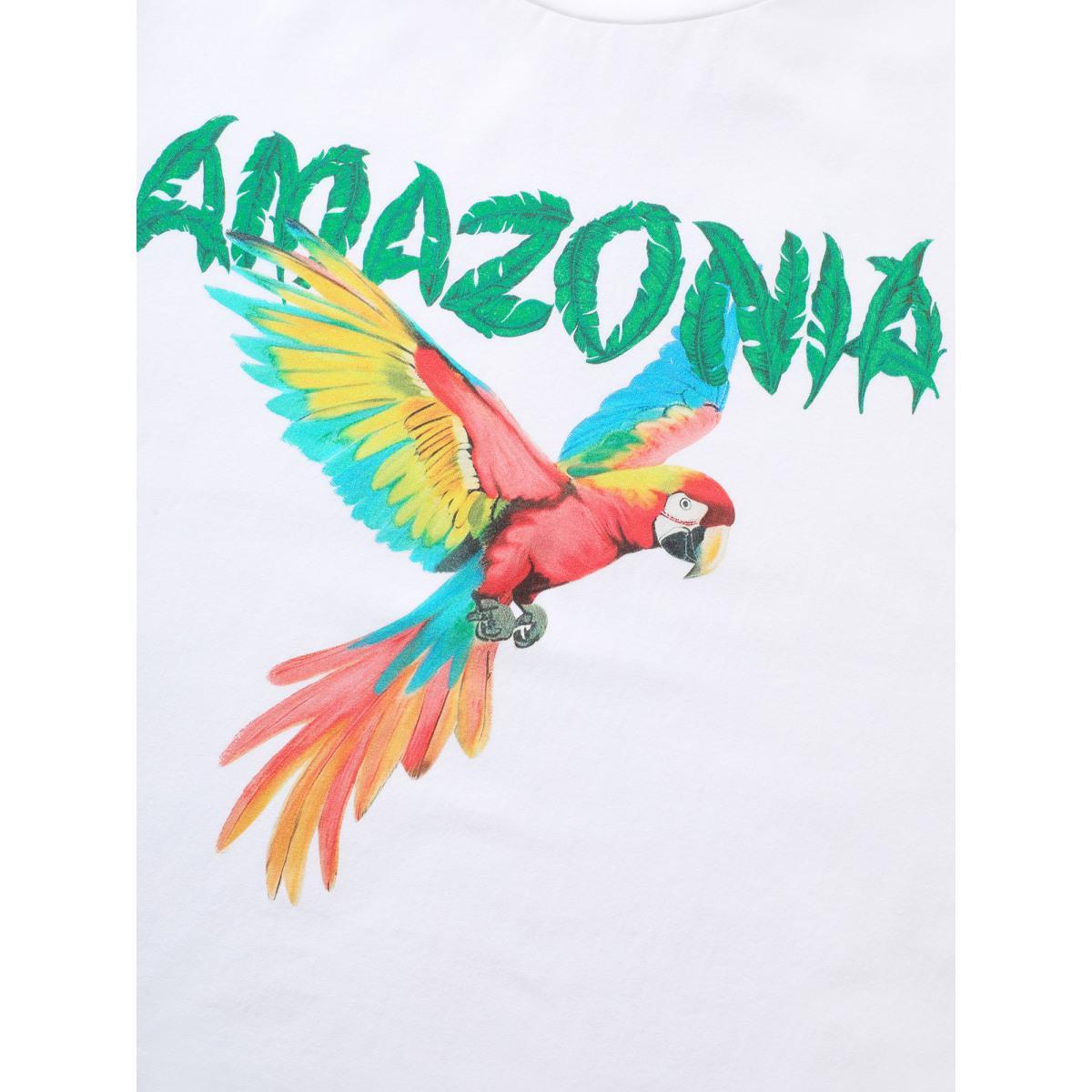 Plus Size Animal Print Contrast Round Neck T-shirt White Women Resort Contrast Animals Round Neck Vacation T-shirts BloomChic 22-24/3X Product Image