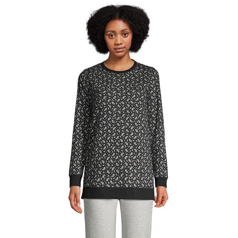 Womens Lands End Serious Sweats Crewneck Sweatshirt Tunic Bumbleberry Grey Product Image
