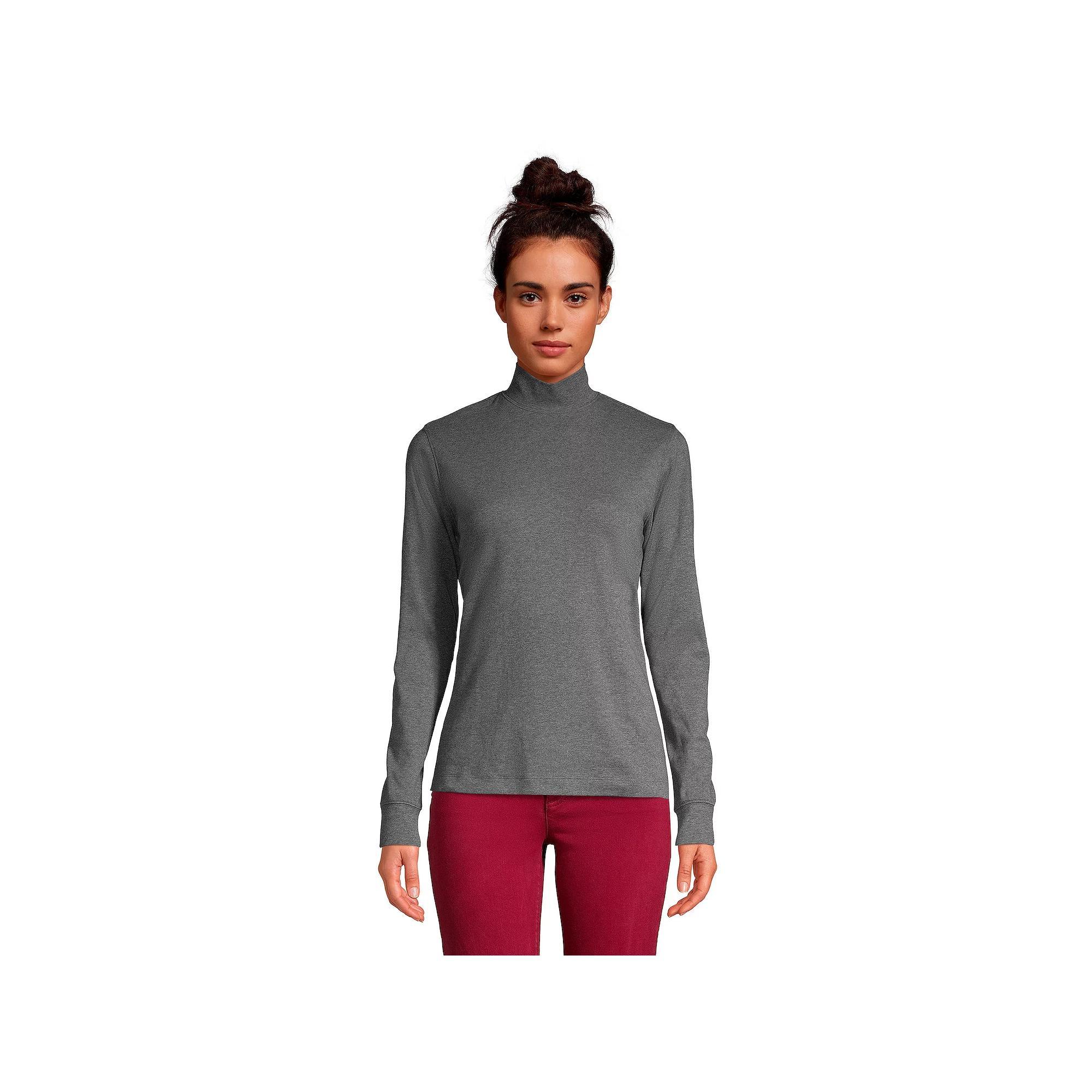 Womens Lands End Relaxed Mockneck Top Grey Heather Product Image