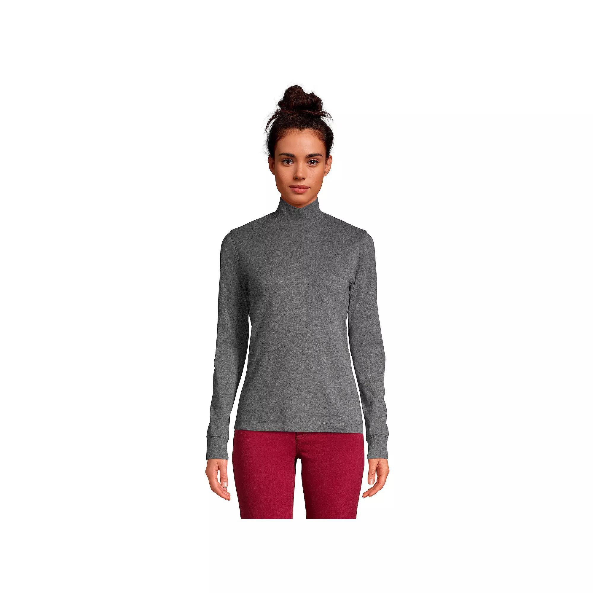 Womens Lands End Relaxed Mockneck Top Grey Heather Product Image