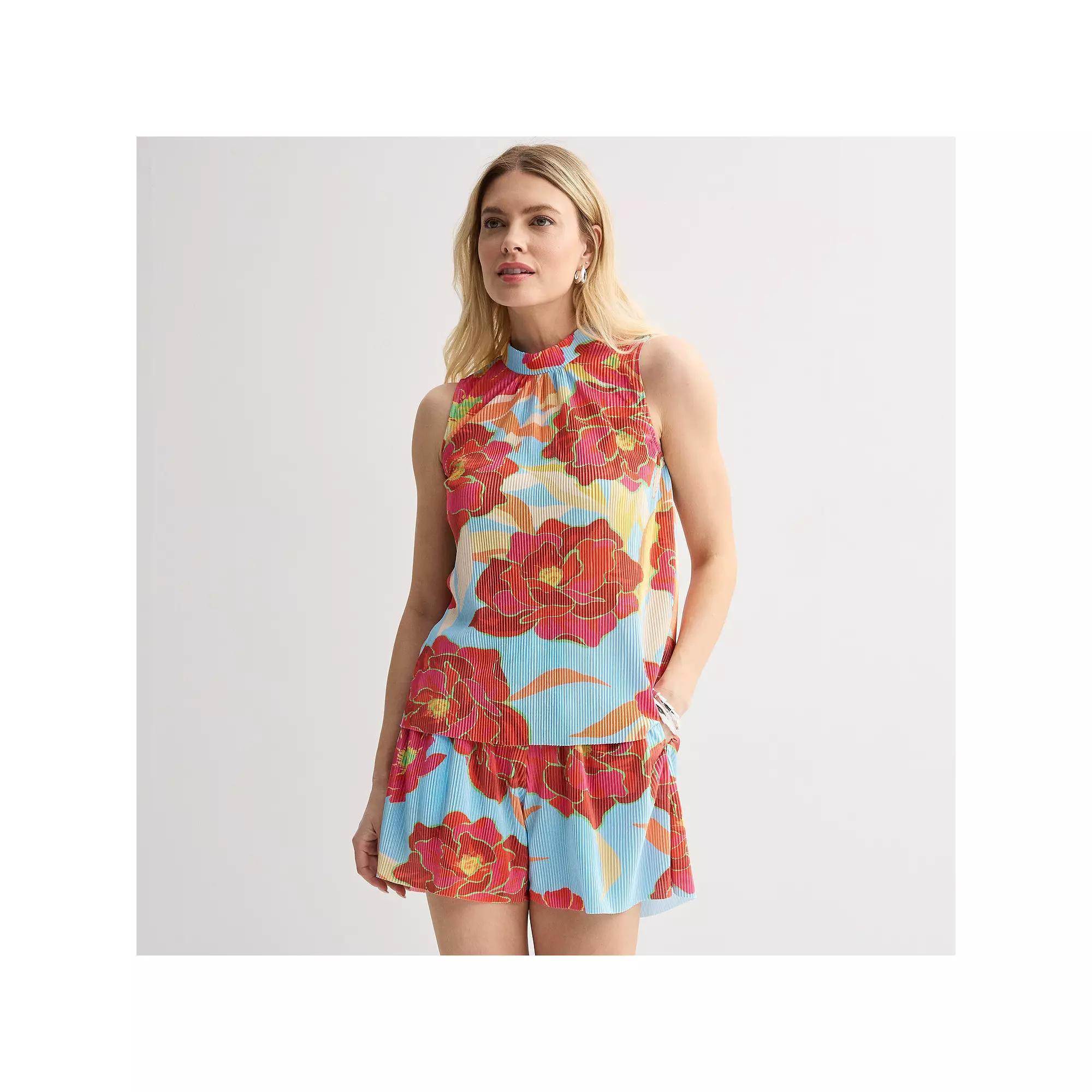 Women's INTEMPO™ Plisse Tank Top, Size: XXL, Floral Product Image
