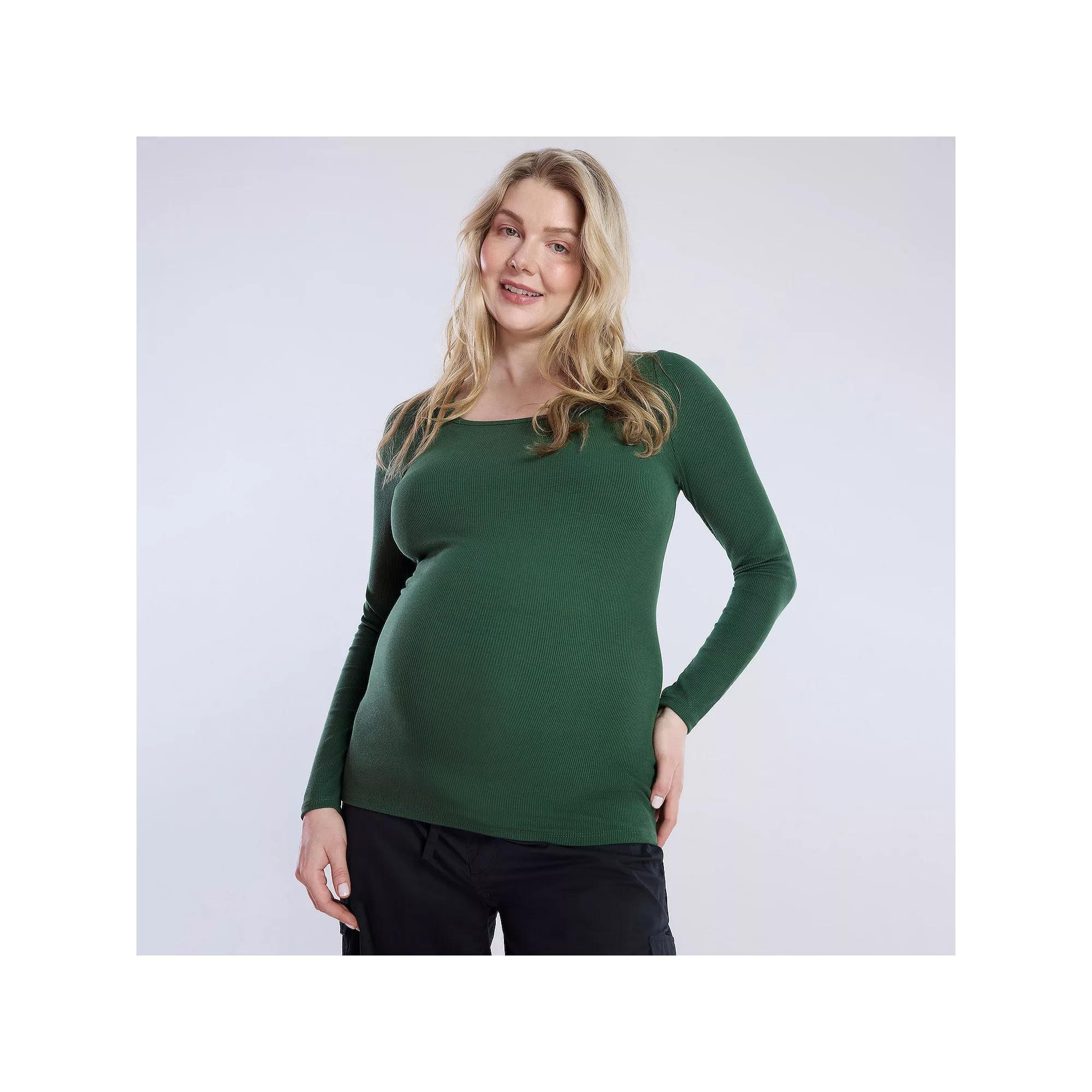Maternity Motherhood® Square Neck Long Sleeve Tee, Women's, Size: XS-MAT, Sodalite Blue Product Image