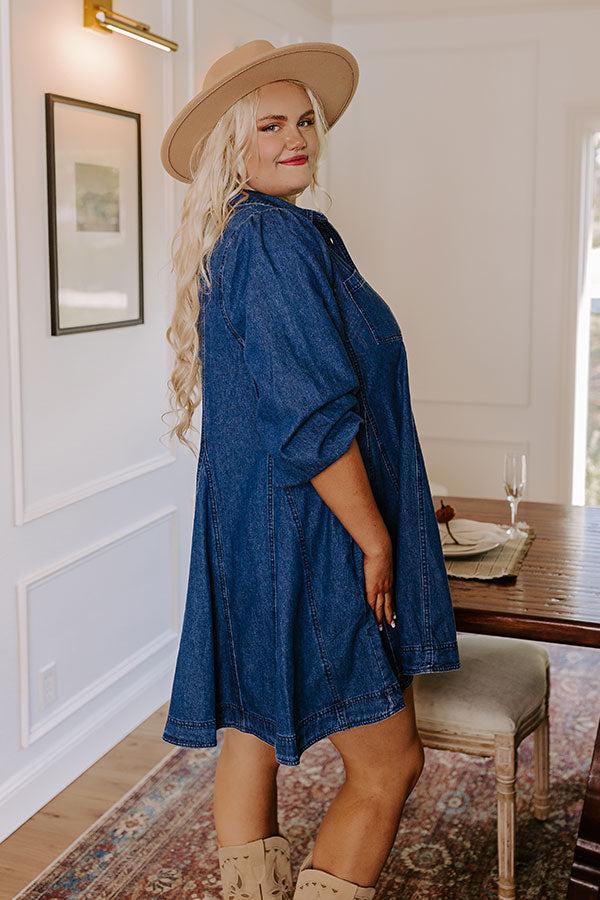 Gather Together Denim Mini Dress Curves Product Image