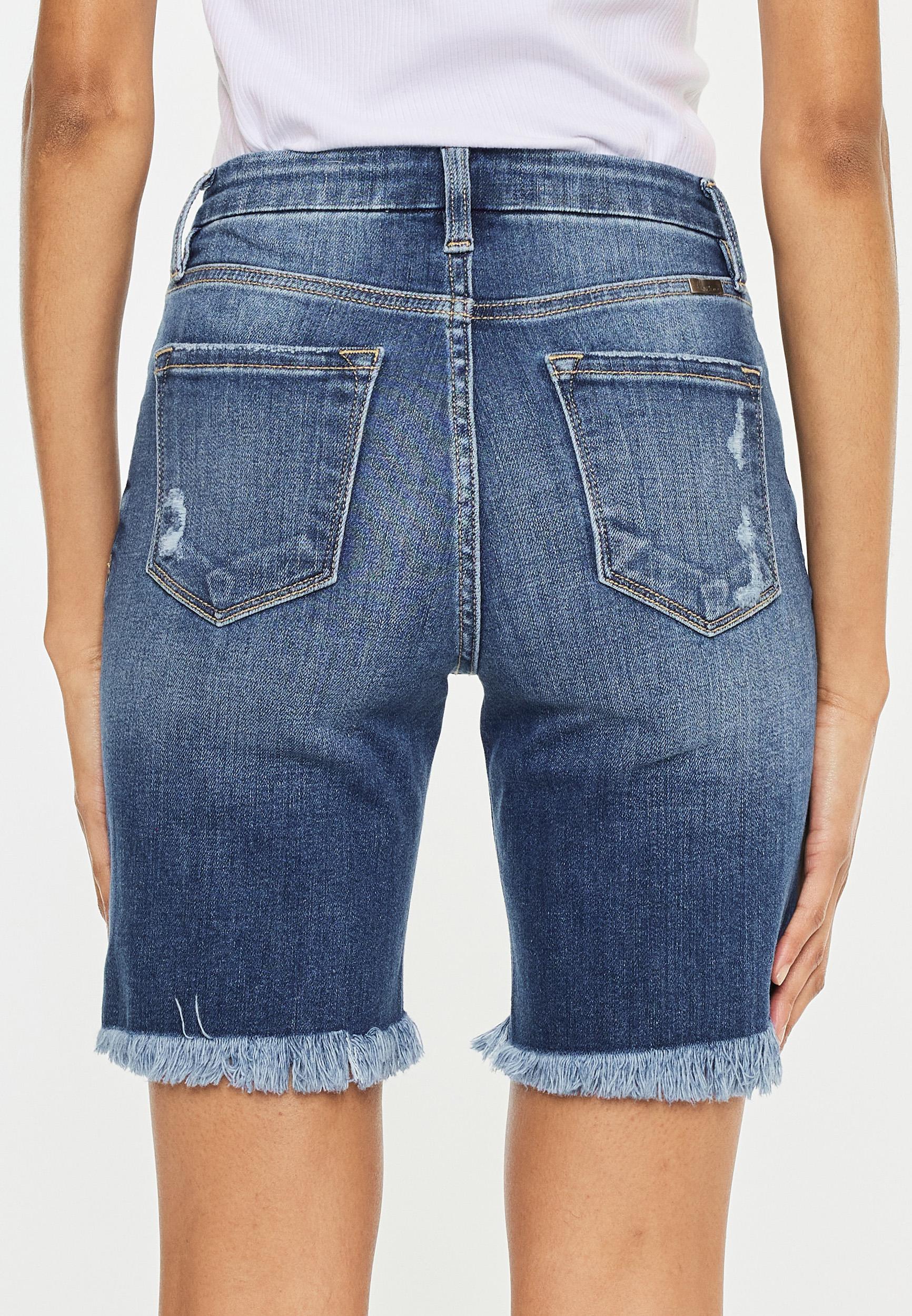 Kancan Kancan Womens High Rise Double Button 8In Bermuda Shorts Blue Size 24 - Maurices Product Image