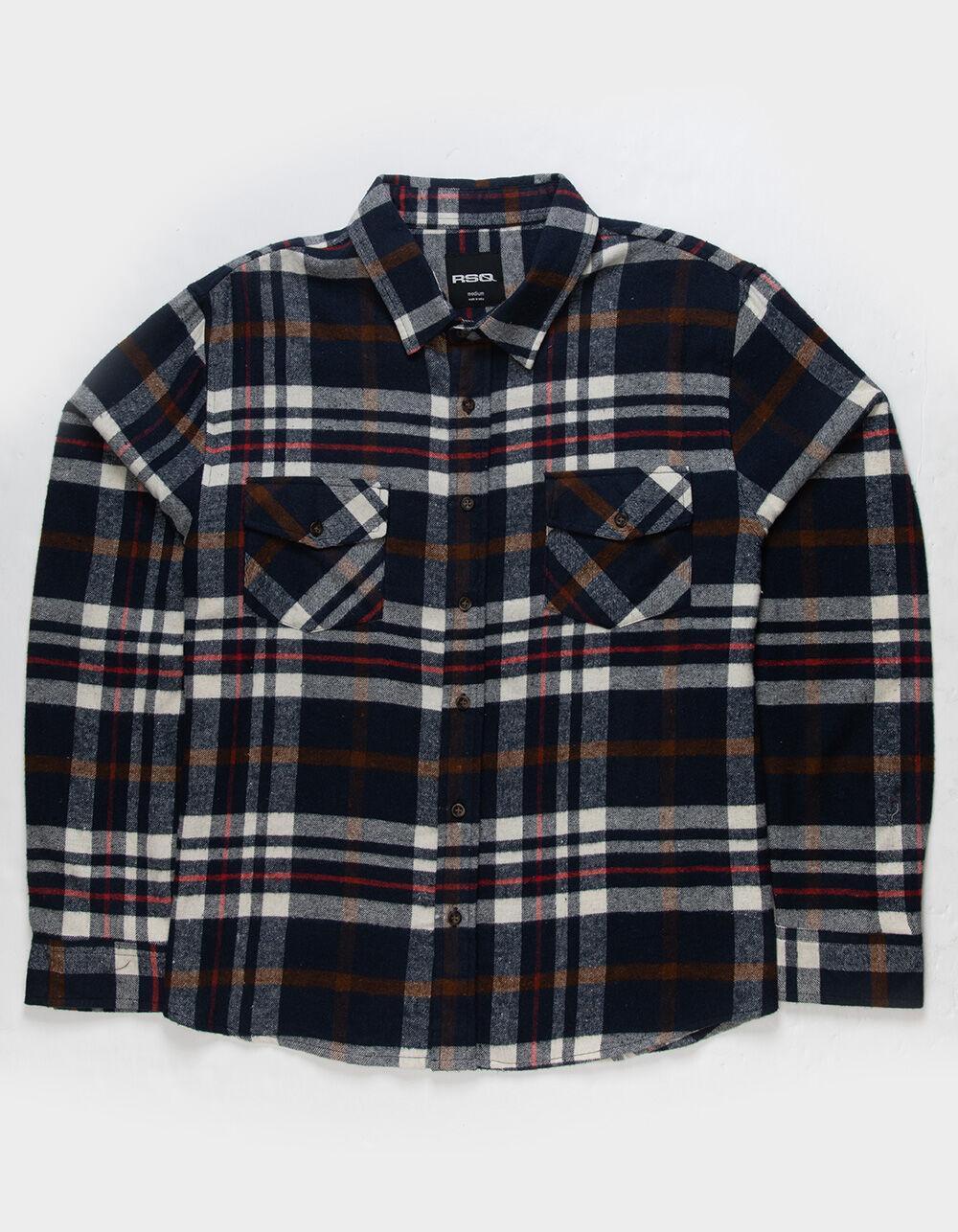 RSQ Mens Plaid Flannel - NAVY/ORANGE Product Image