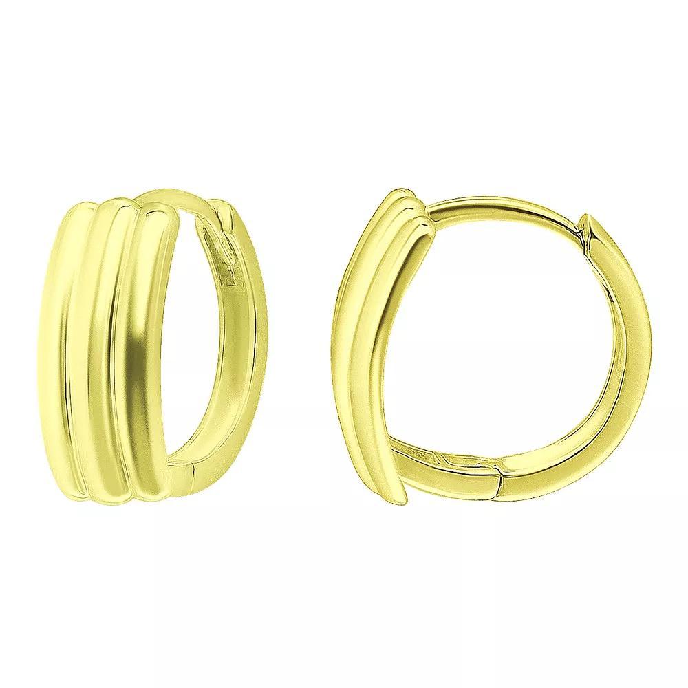 Aleure Precioso Sterling Silver Lined Shield Huggie Earrings, Women's, Gold Tone Product Image
