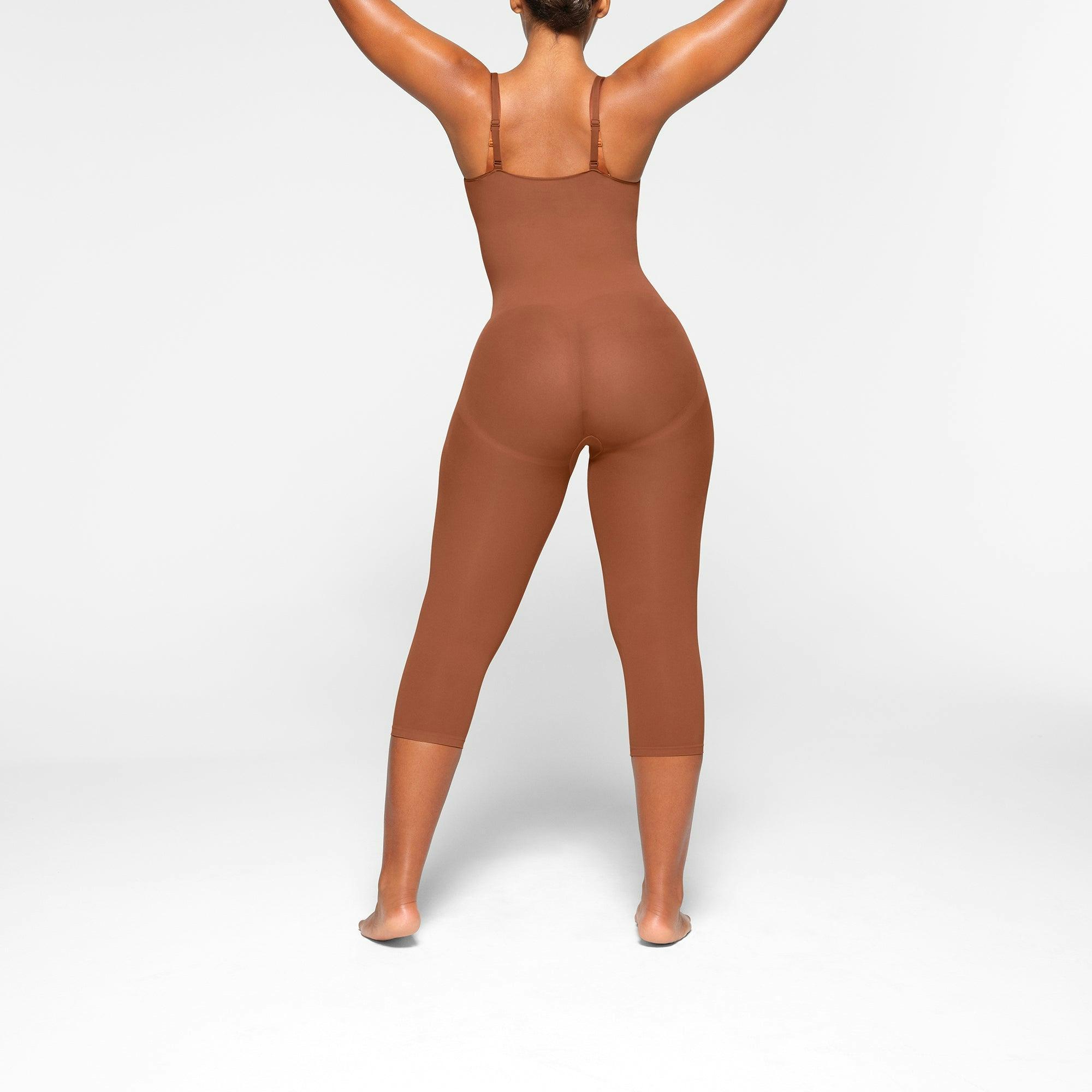 SHEER SEAMLESS OPEN BUST CATSUIT | BRONZE Product Image