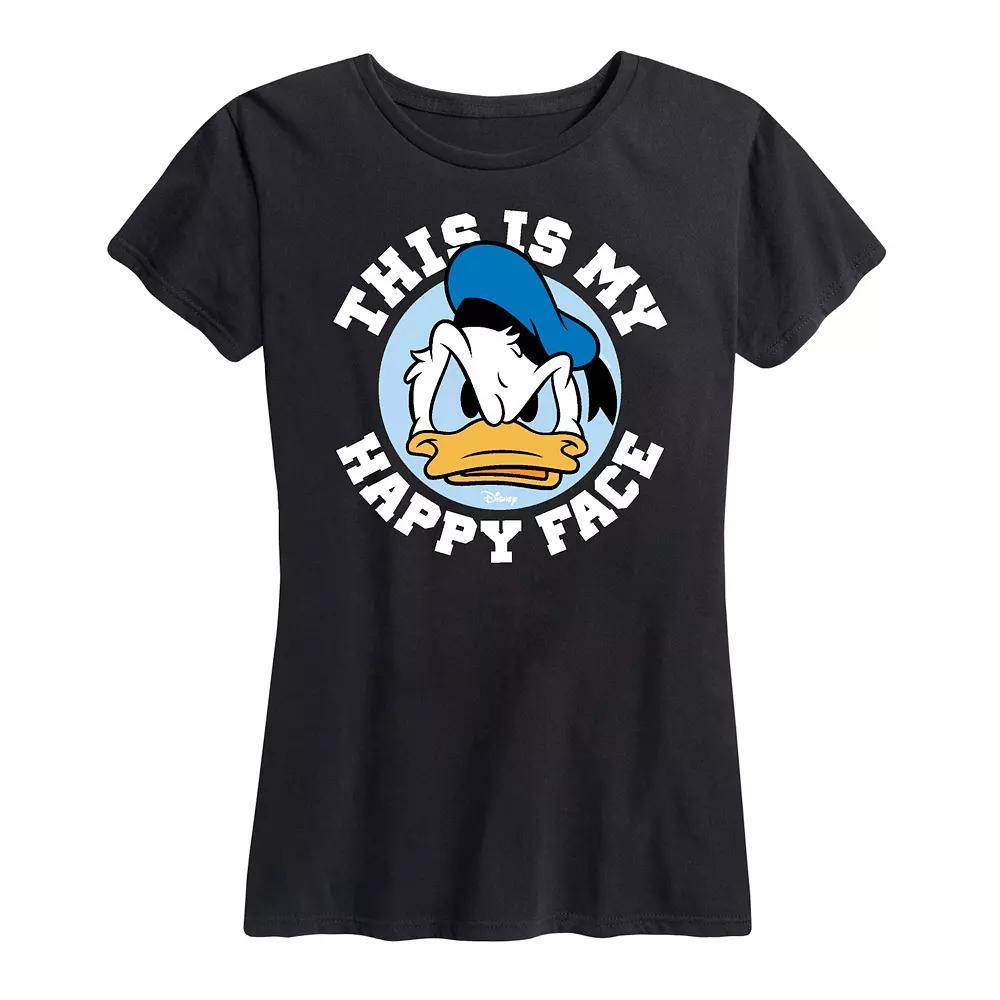 Disney's Donald Duck Women's This Is My Happy Face Graphic Tee, Size: Large, Blue Product Image
