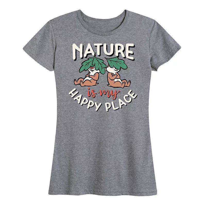 Disneys Chip n Dale Womens Nature My Happy Place Graphic Tee Grey Blue Product Image