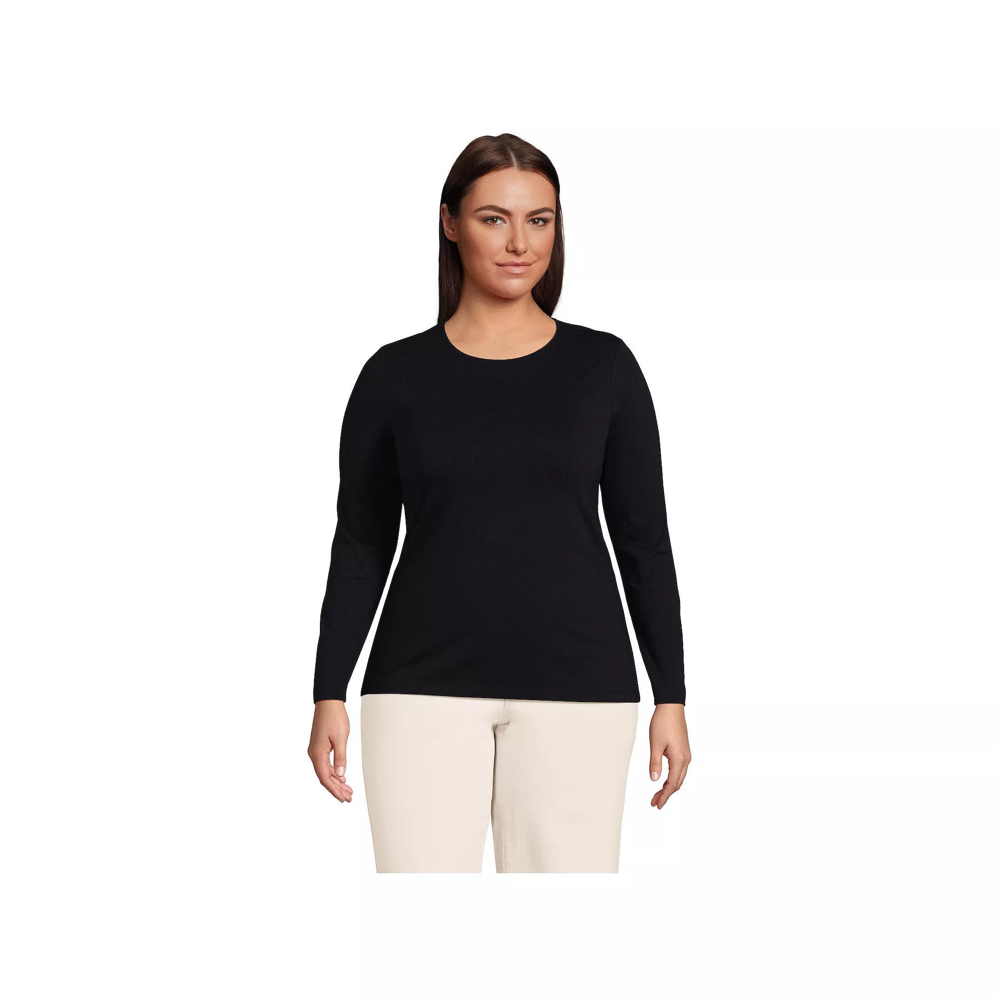 Plus Size Lands' End Long Sleeve Lightweight Jersey Crewneck Top, Women's, Size: 3XL, Light Cornflower Product Image
