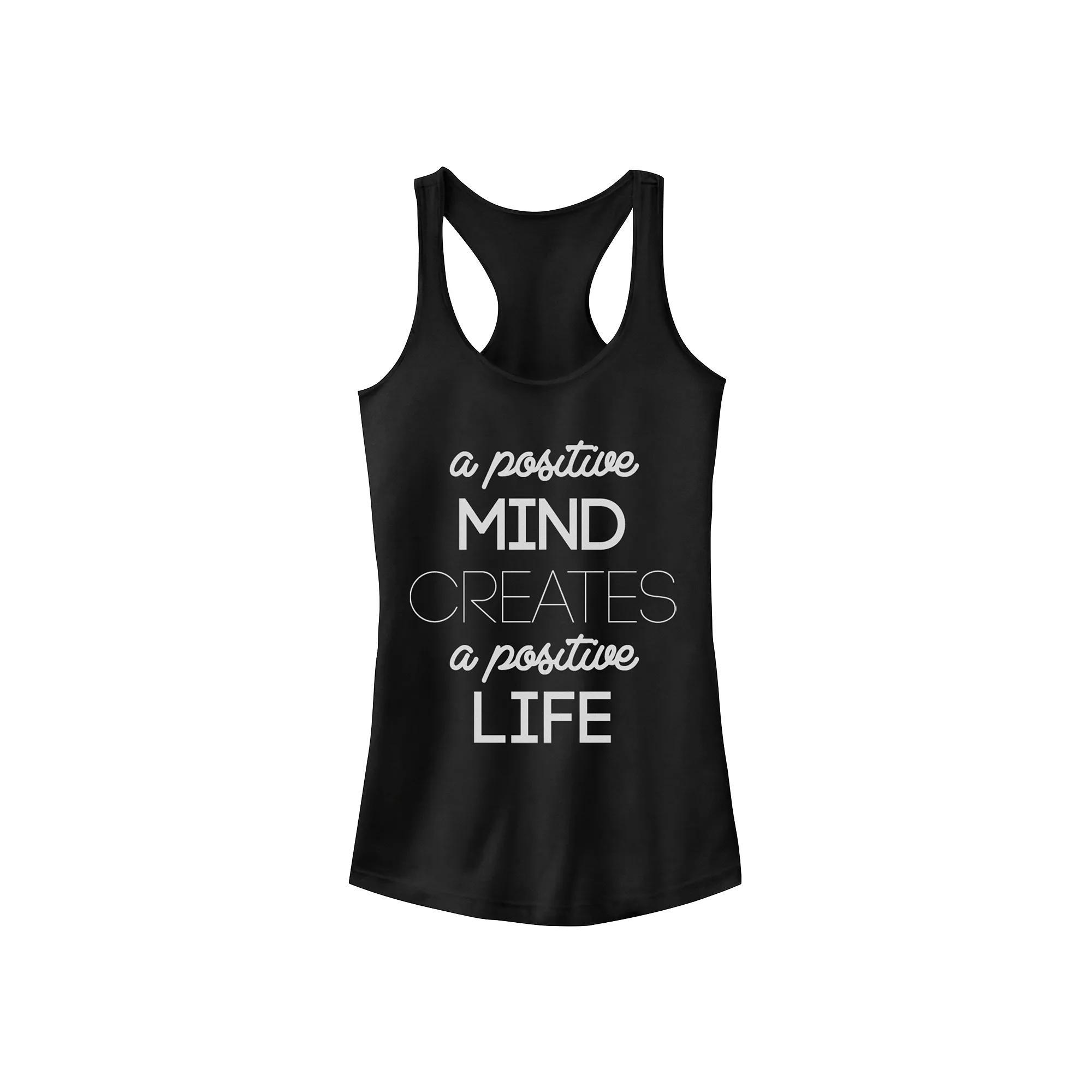 Juniors' Chin-Up Create A Positive Life Ideal Racerback Tank Top, Girl's, Size: Large, Black Product Image