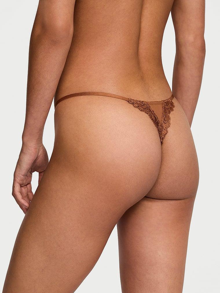 Boho Floral Embroidery Thong Panty Product Image