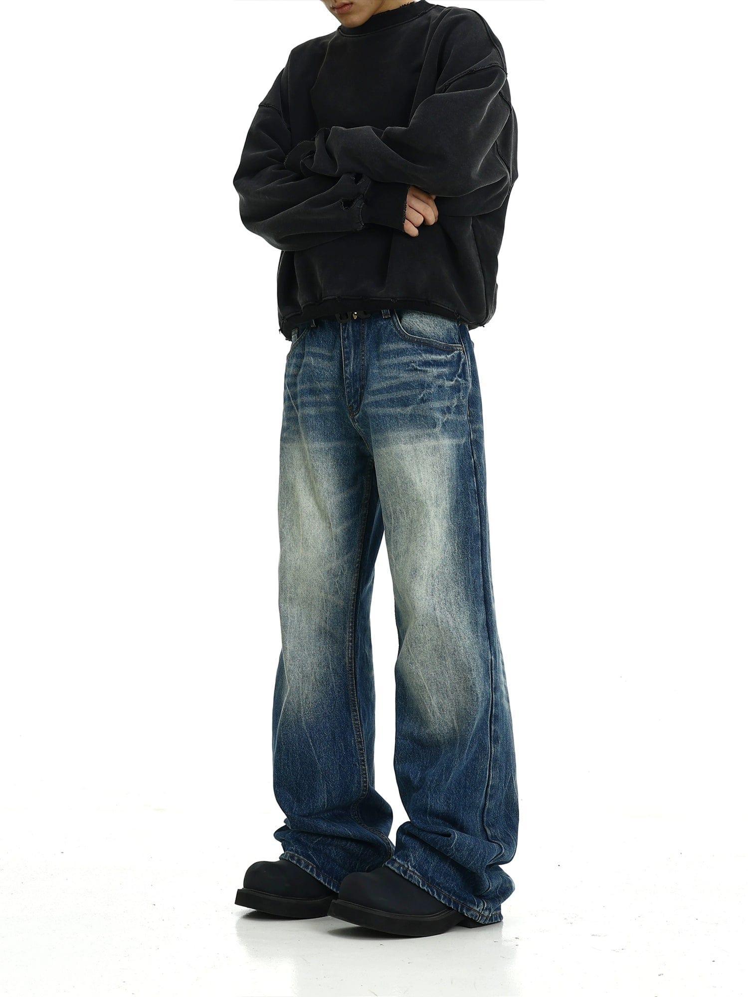 RT No. 11424 WASHED BLUE STRAIGHT DENIM JEANS Product Image
