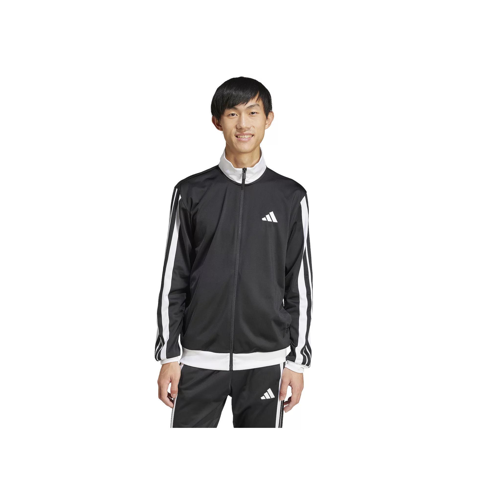 Men's adidas Colorblock 3-Stripes Tricot Sportswear Track Jacket, Size: XXL, Black Product Image