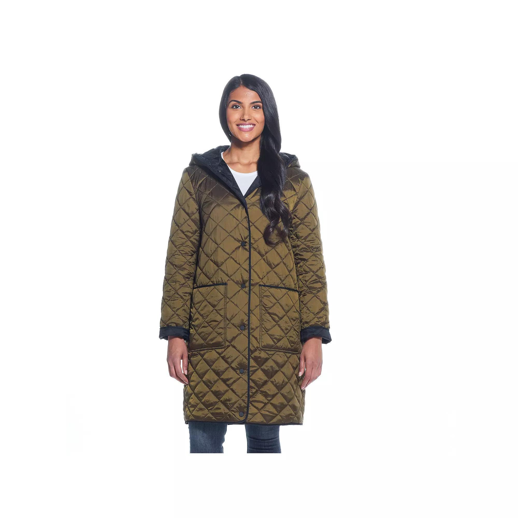 Women's Weathercast Quilted Reversible Duffle Jacket, Size: Medium, Black Loden Product Image