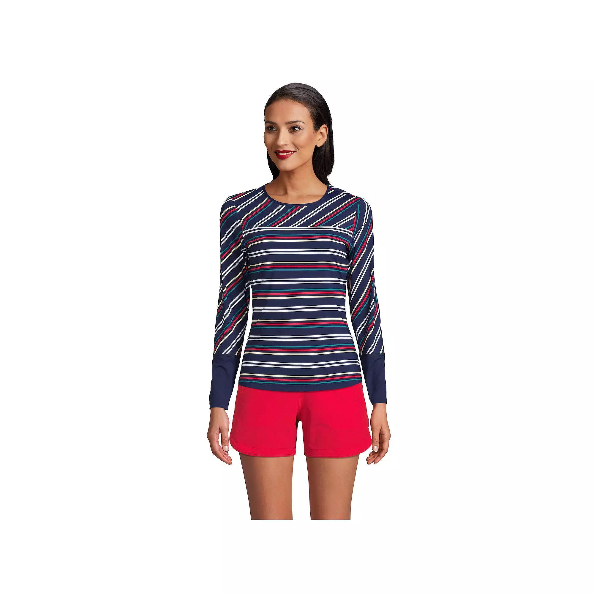 Plus Size Lands' End UPF 50 Long Sleeve Rash Guard, Women's, Size: 2XL, Black Product Image