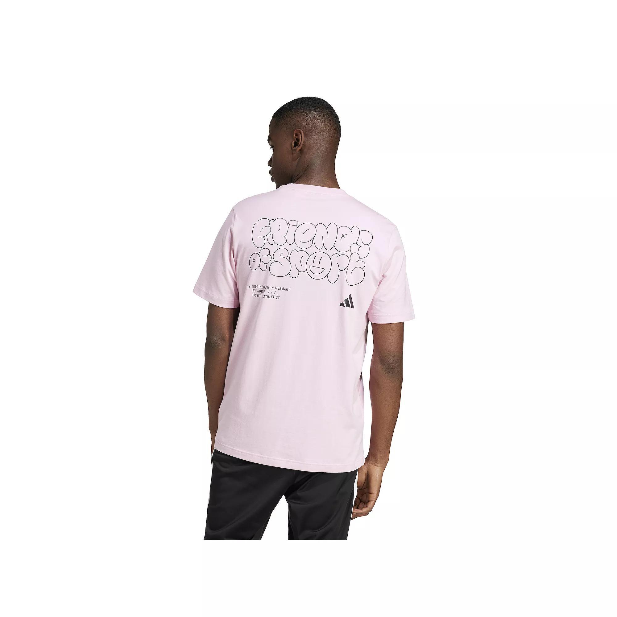 Men's adidas Lounge Verbiage Fos Graphic Sportswear Tee, Size: XL, True Pink Product Image