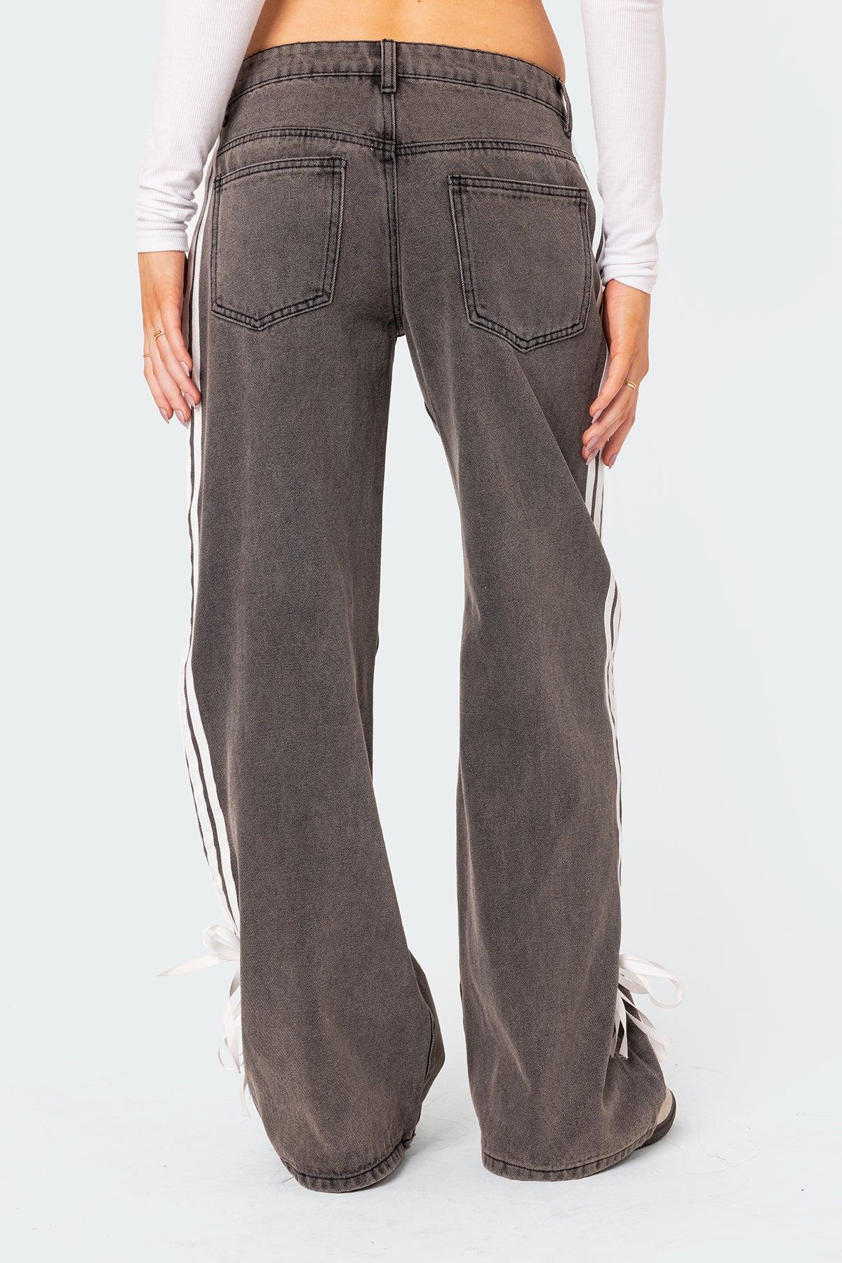Washed Low Rise Ribbon Jeans Product Image