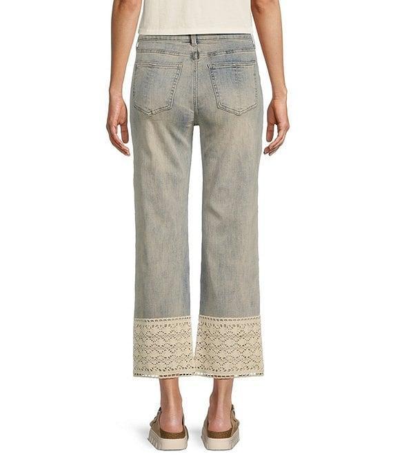 Prosperity Denim Mid Rise Straight Leg Crochet Hem Cropped Jeans Product Image