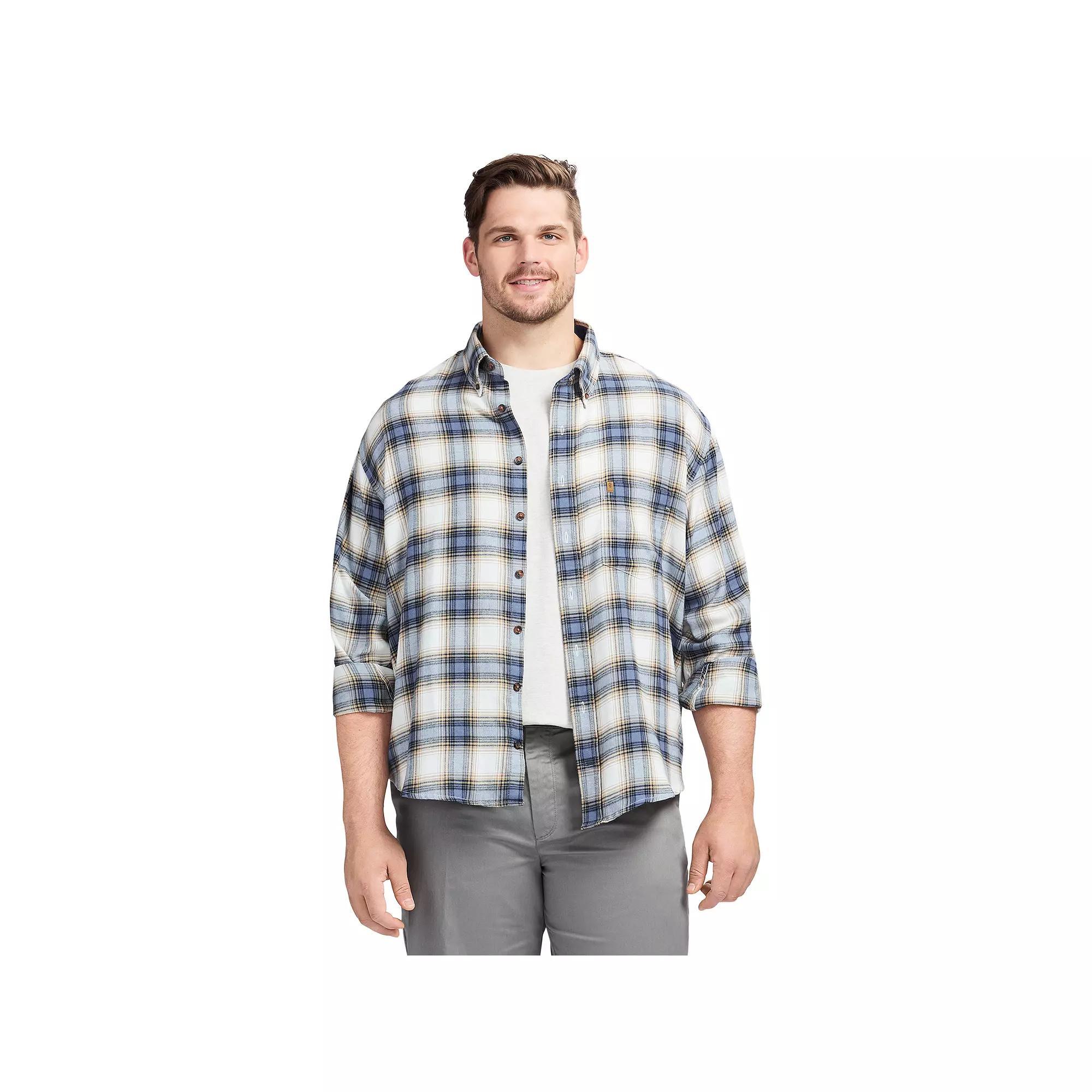 Big & Tall IZOD Stratton Flannel Long Sleeve Button Down Shirt, Men's, Size: 3XL Tall, Light Gingerbread Product Image