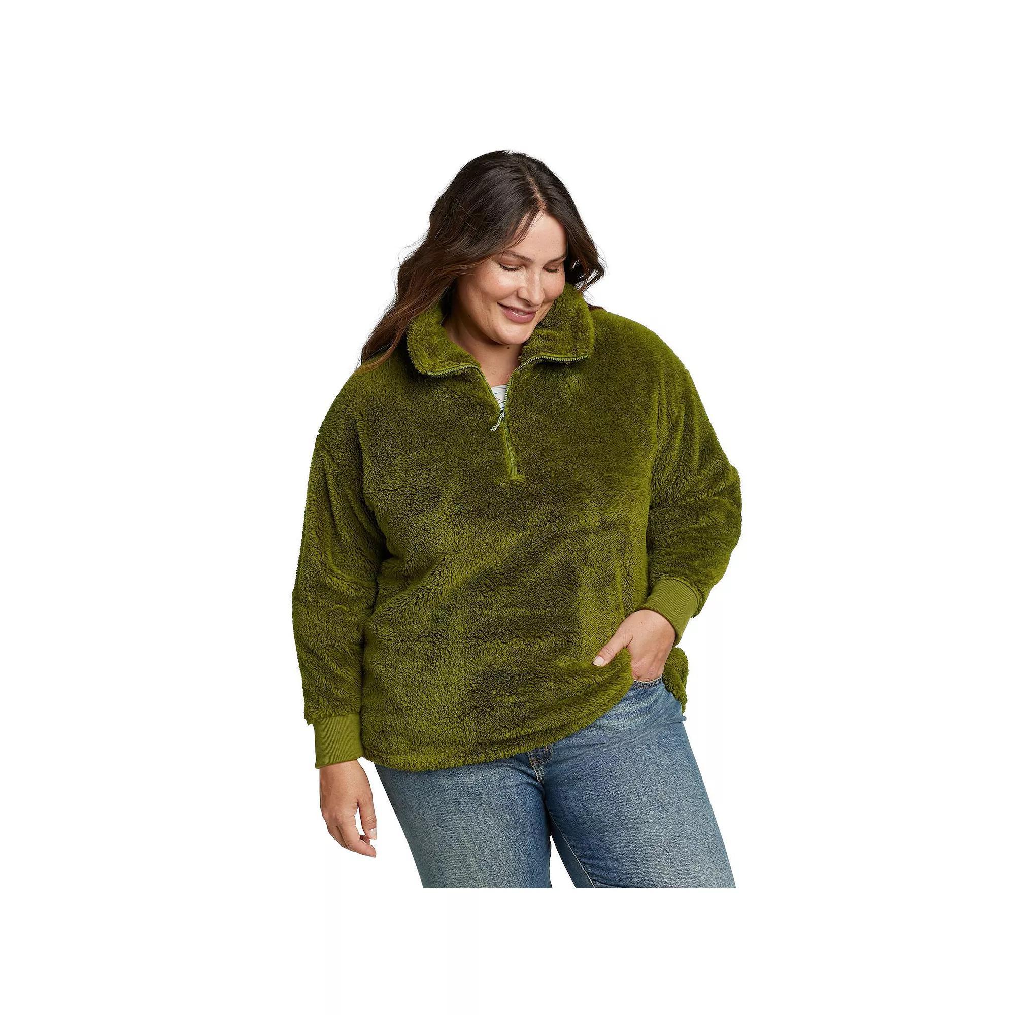 Plus Size Eddie Bauer Quest Plush 1/4 Zip Relaxed Pullover, Women's, Size: 2XL, Wntrgrn Product Image