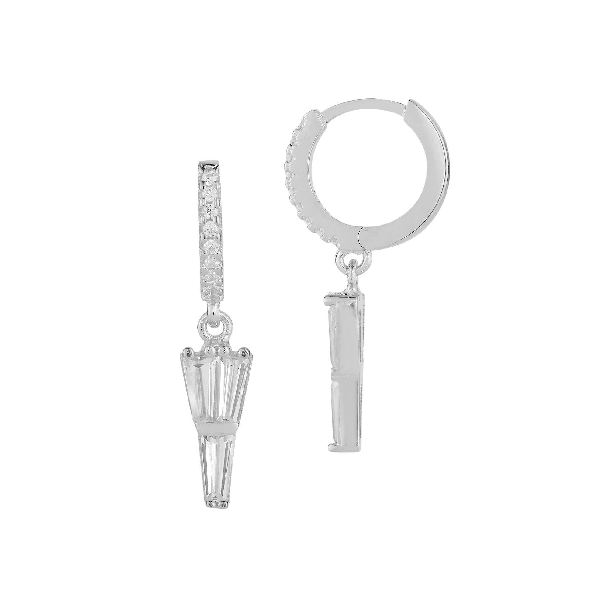 Sunkissed Sterling Freshwater Cultured Pearl & Cubic Zirconia Spike Hoop Earrings, Womens, Silver Tone Product Image