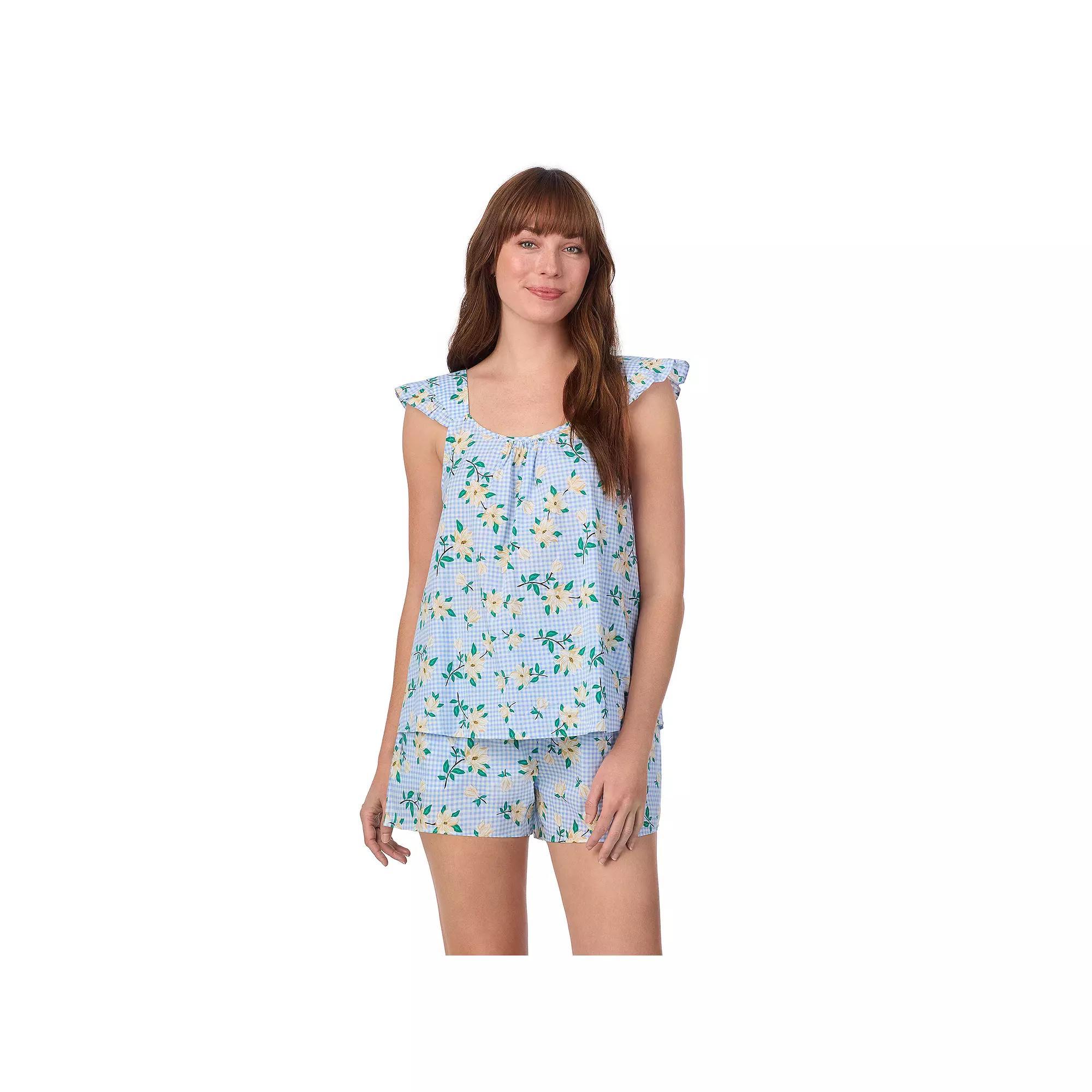 Women's Draper James 2-Piece Woven Pajama Tank Top & Pajama Boxers Set, Size: Medium, Blue Gingham Magnolia Product Image