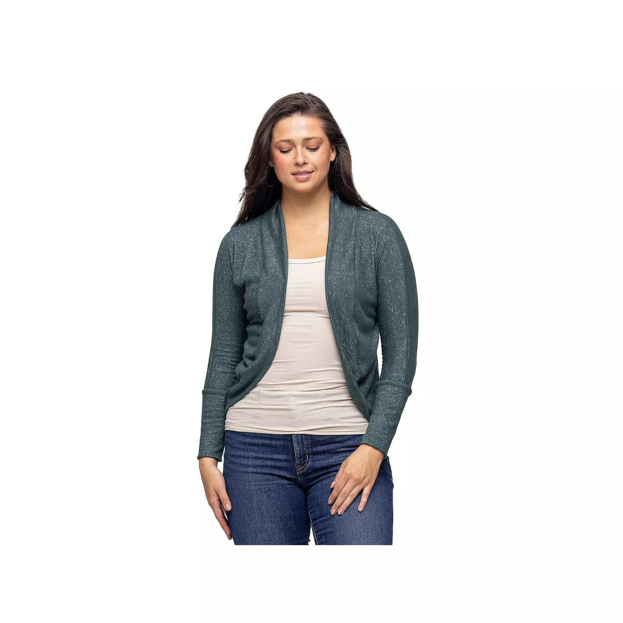 Women's 24Seven Comfort Apparel Curved Hem Open Front Bolero Shrug, Size: 1XL, Black Product Image