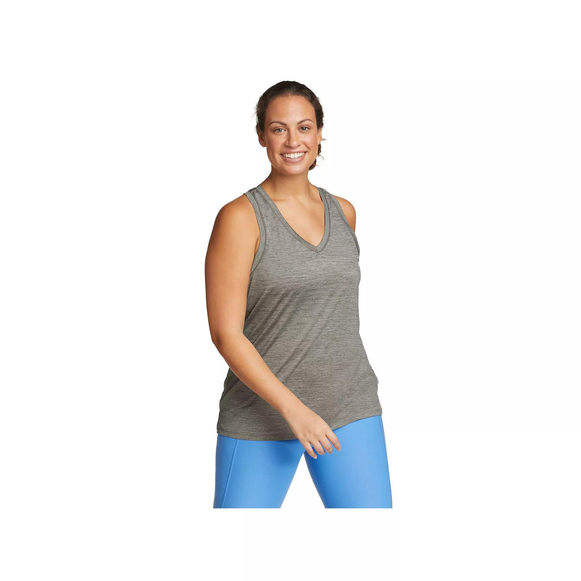 Womens Eddie Bauer Resolution V-Neck Tank Top Dark Grey Product Image