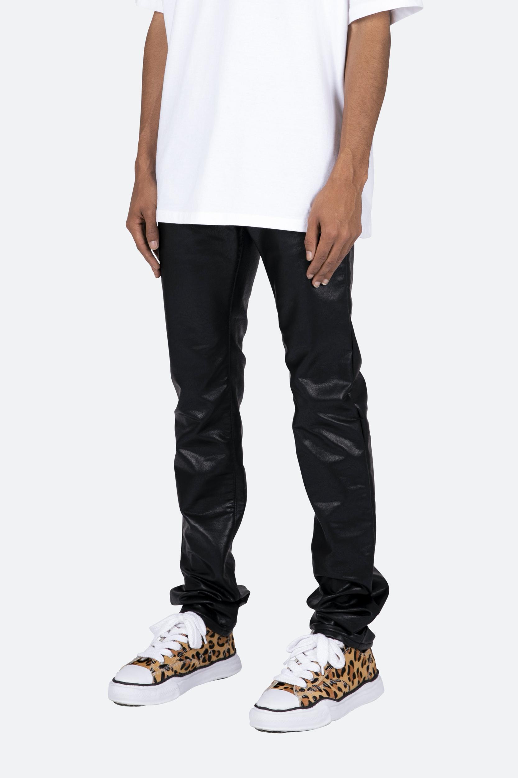 D481 Leather Straight Pants - Black Product Image