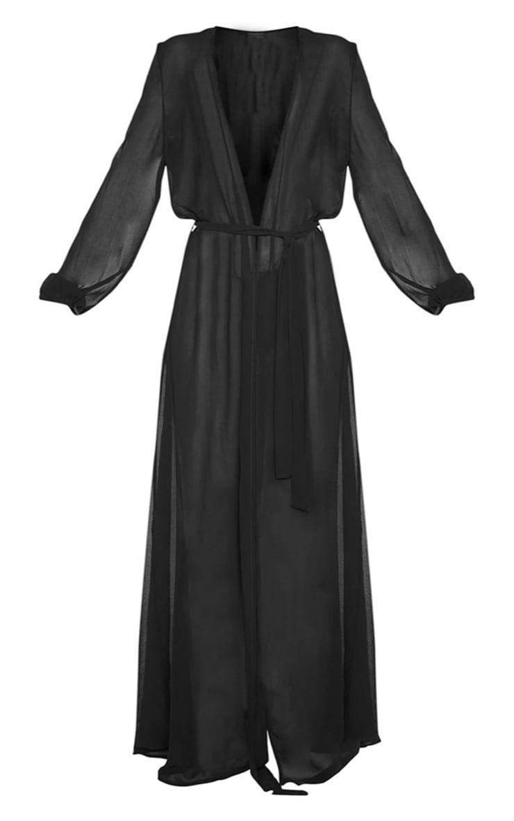 Black Maxi Belted Beach Kimono Product Image