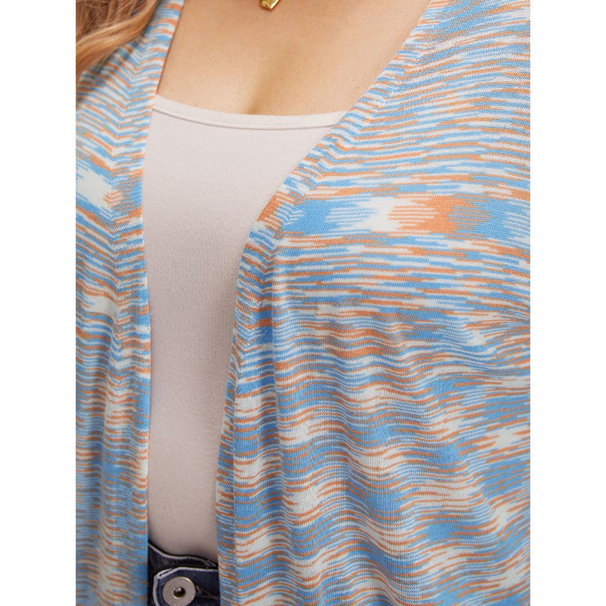 Plus Size Ombre Pocket Open Front Ripped Hem Cardigan Multicolor Women Casual Loose Long Sleeve Everyday Cardigans BloomChic 26/4X Product Image
