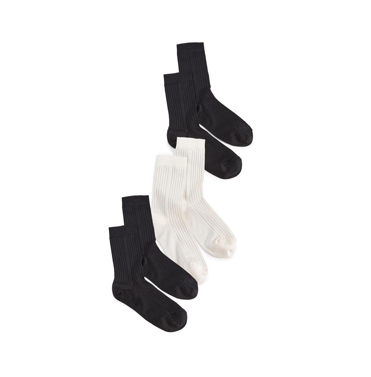 Silky Rib-Knit Crew Socks 3-Pack Product Image
