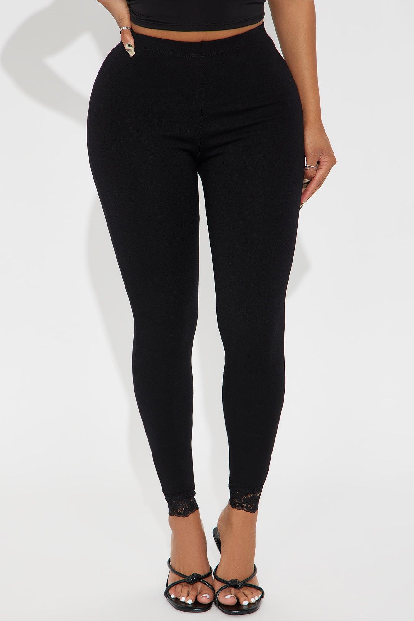Trina Lace Trim Legging - Black Product Image