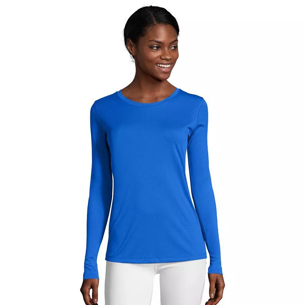 Women's Hanes® Cool Dri Long-Sleeve Performance Tee, Size: XL, Black Product Image