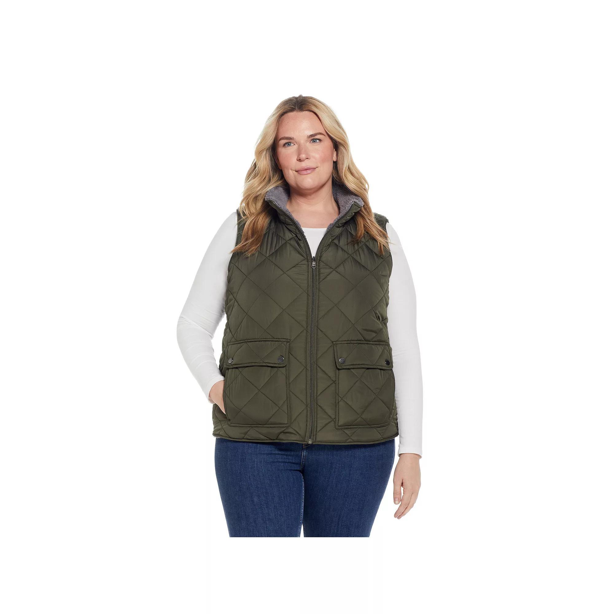 Plus Size Weathercast Midweight Reversible Vest, Women's, Size: 3XL, Pink Pink Product Image
