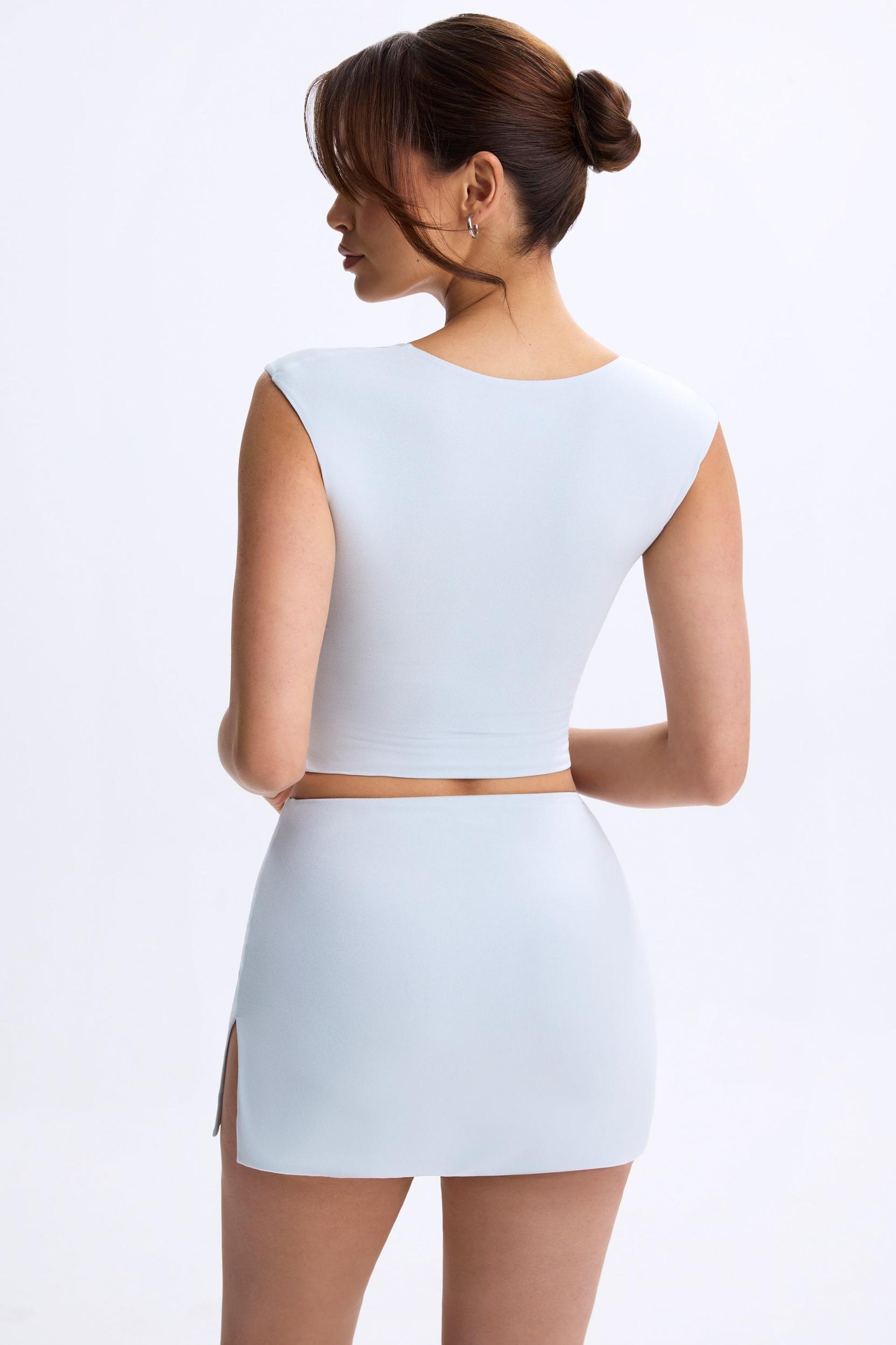 Mid-Rise Micro Mini Skirt in Dusty Blue Product Image