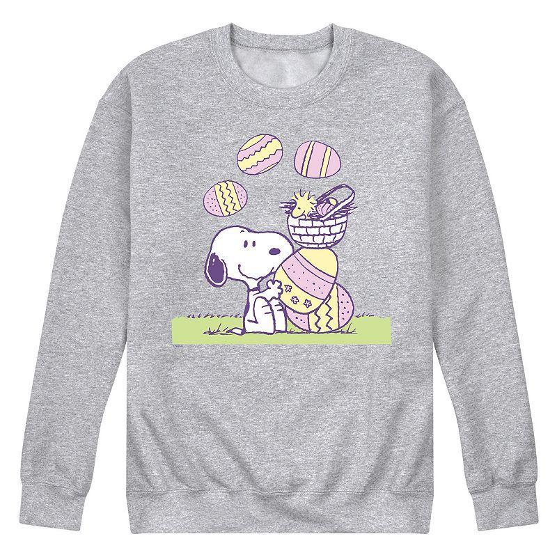 Mens Peanuts Easter Comic Fleece Sweatshirt Pink Product Image