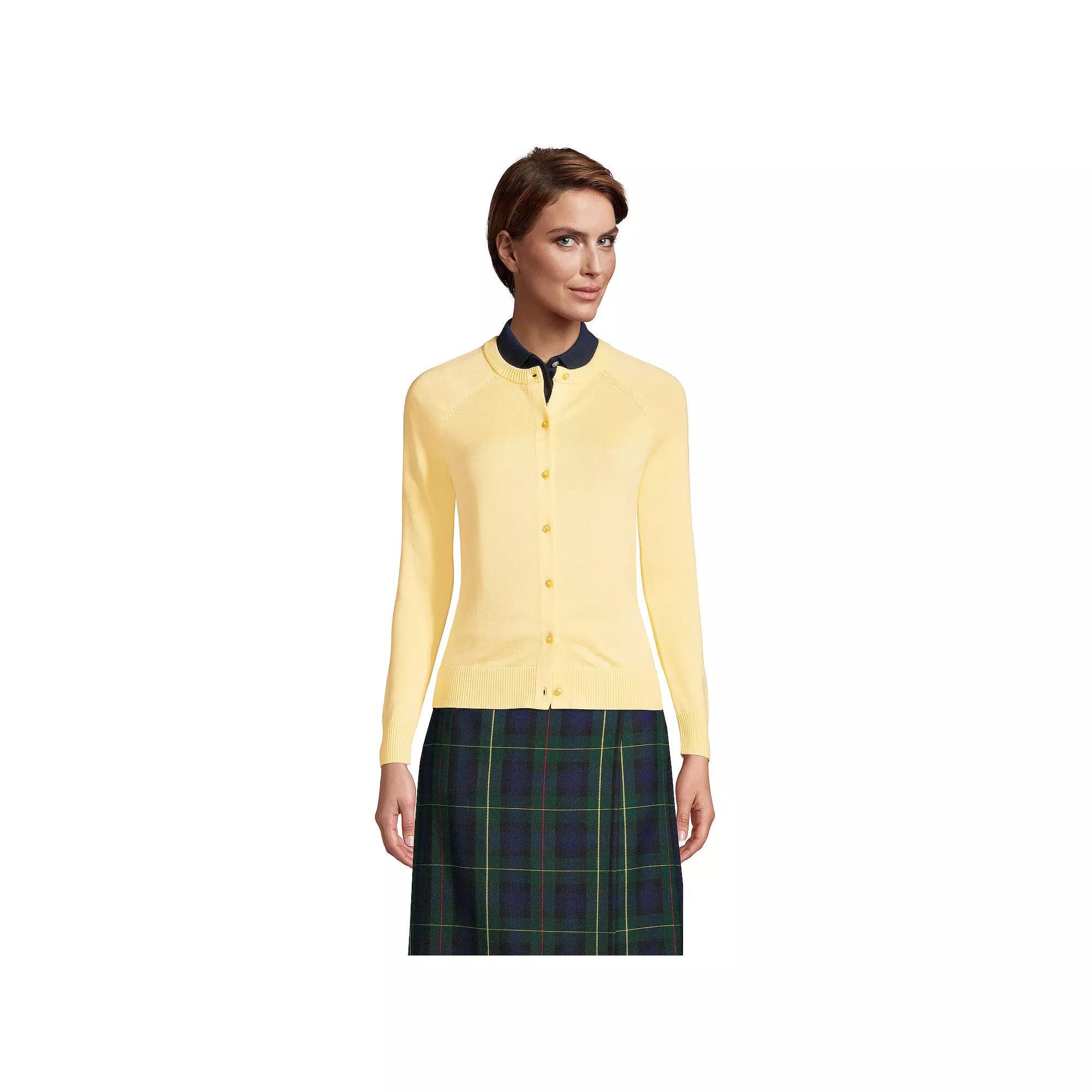 Women's Lands' End Cotton Modal Cardigan Sweater, Size: Medium, Yellow Product Image