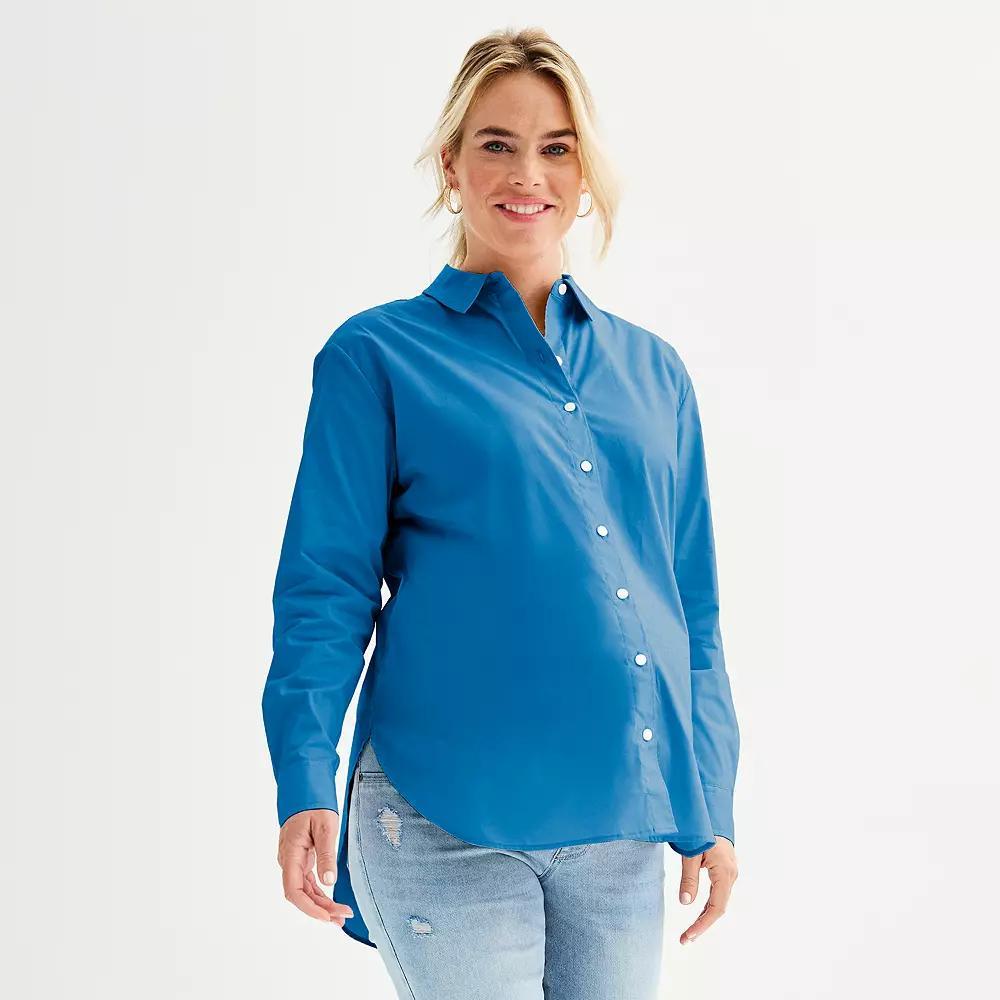 Maternity Sonoma Goods For Life® Button Down Shirt, Women's, Size: XXL-MAT, Pink Hoodie Product Image