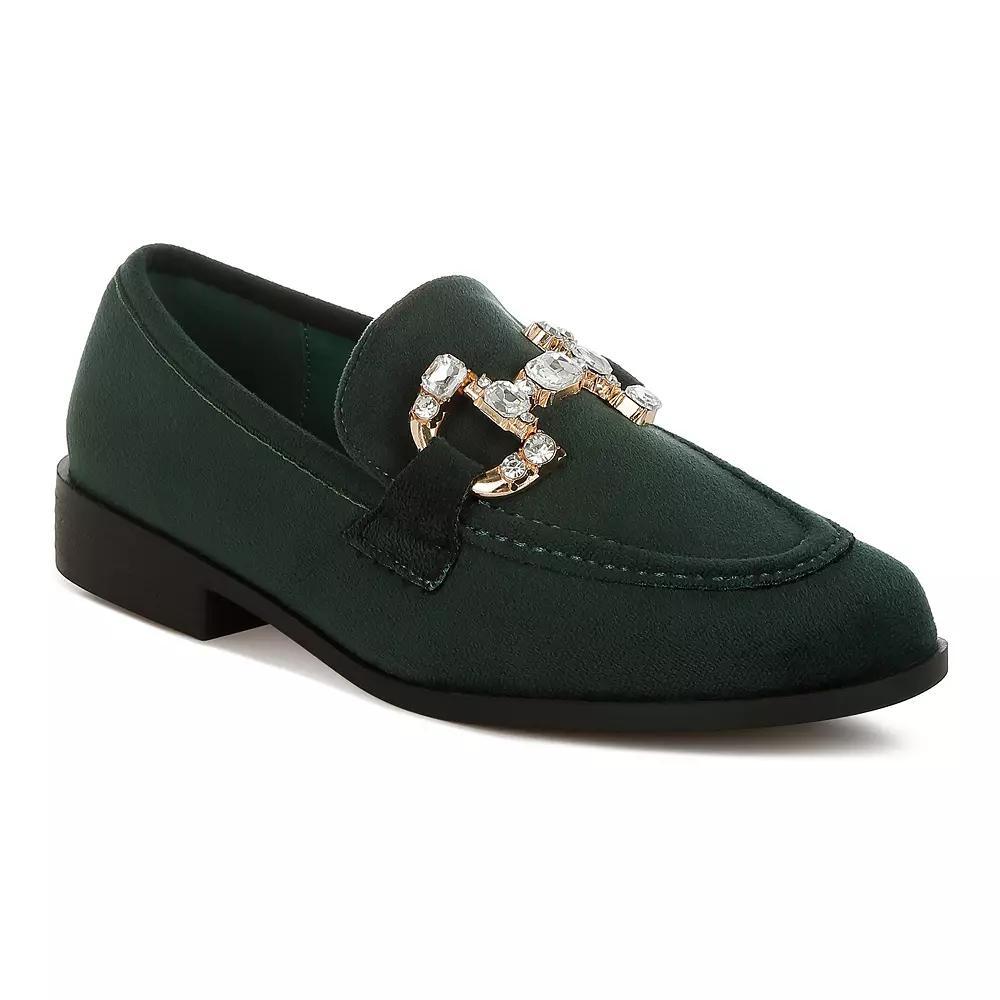 Rag & Co Maestro Women's Chain Detail Loafers, Size: 5, Green Product Image
