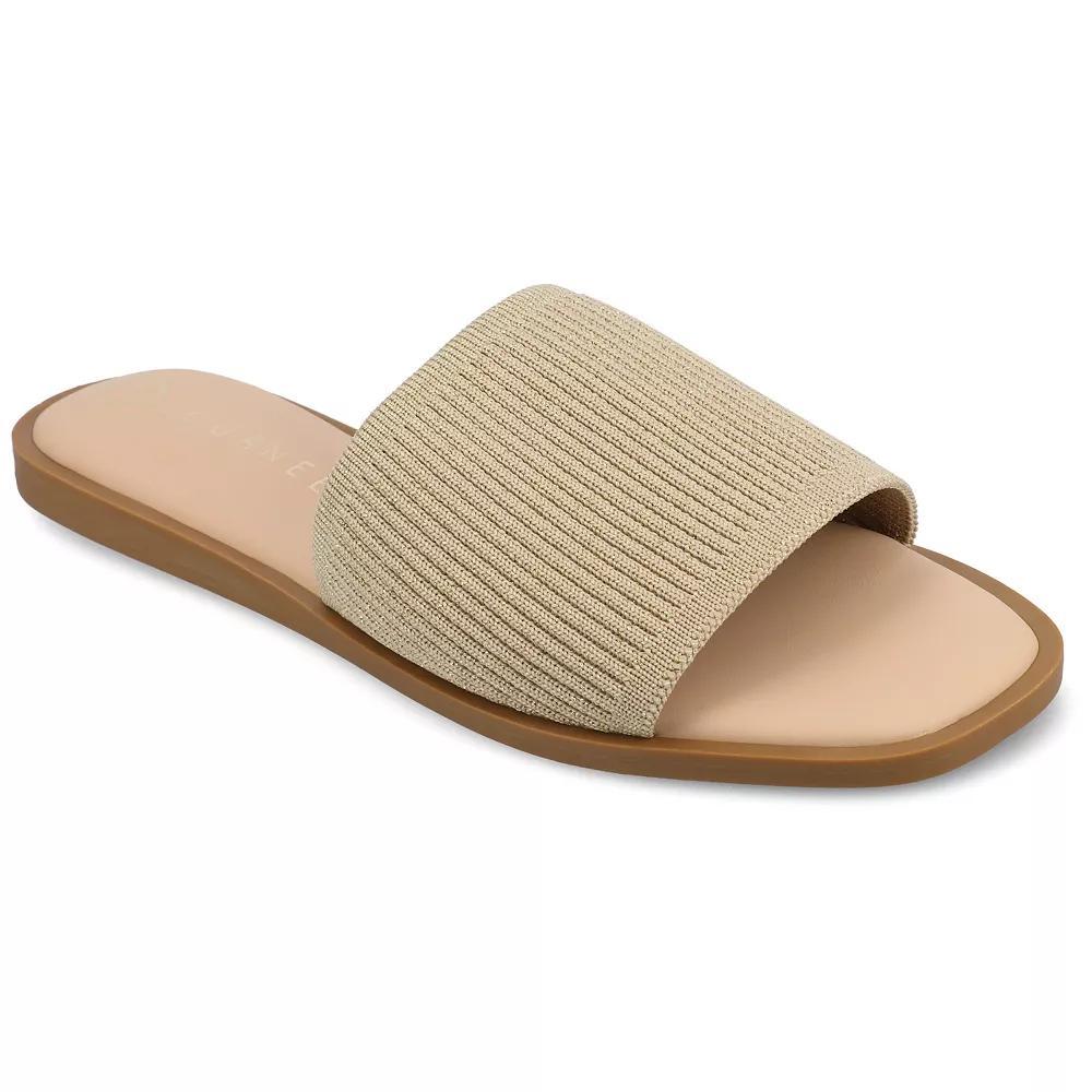 Journee Prisilla Womens Tru Comfort Foam Linen Slip On Slide Sandals Beige Product Image