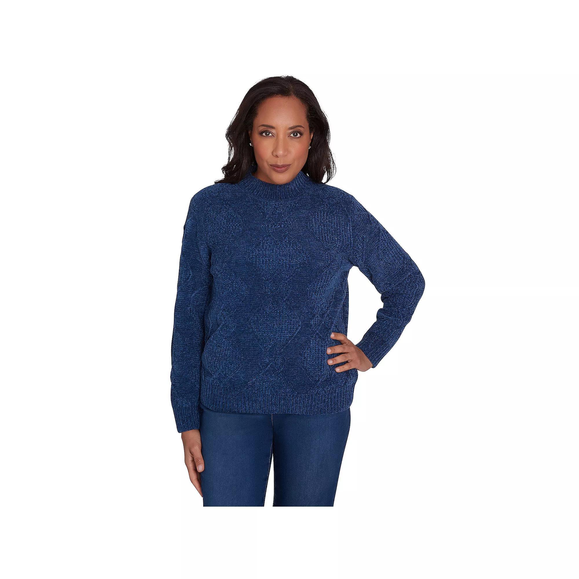 Women's Alfred Dunner Chenille Diamond Turtleneck Sweater, Size: XL, Ivory Product Image