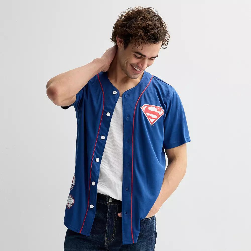 Men's DC Comics Superman Baseball Jersey, Size: XXL, Blue Product Image