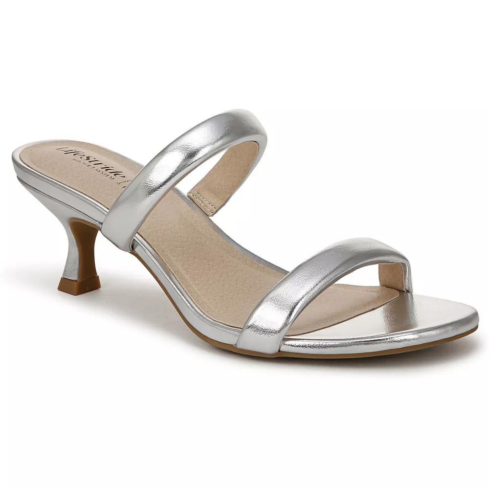 Womens LifeStride Nalani Women's Strappy Heels, Size: 7, Silver Faux Leather Product Image