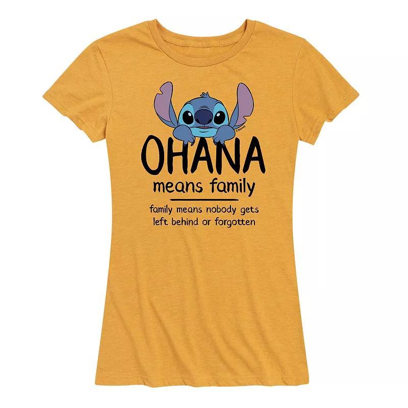 Disneys Lilo & Stitch Womens Ohana Graphic Tee Grey Gray Product Image