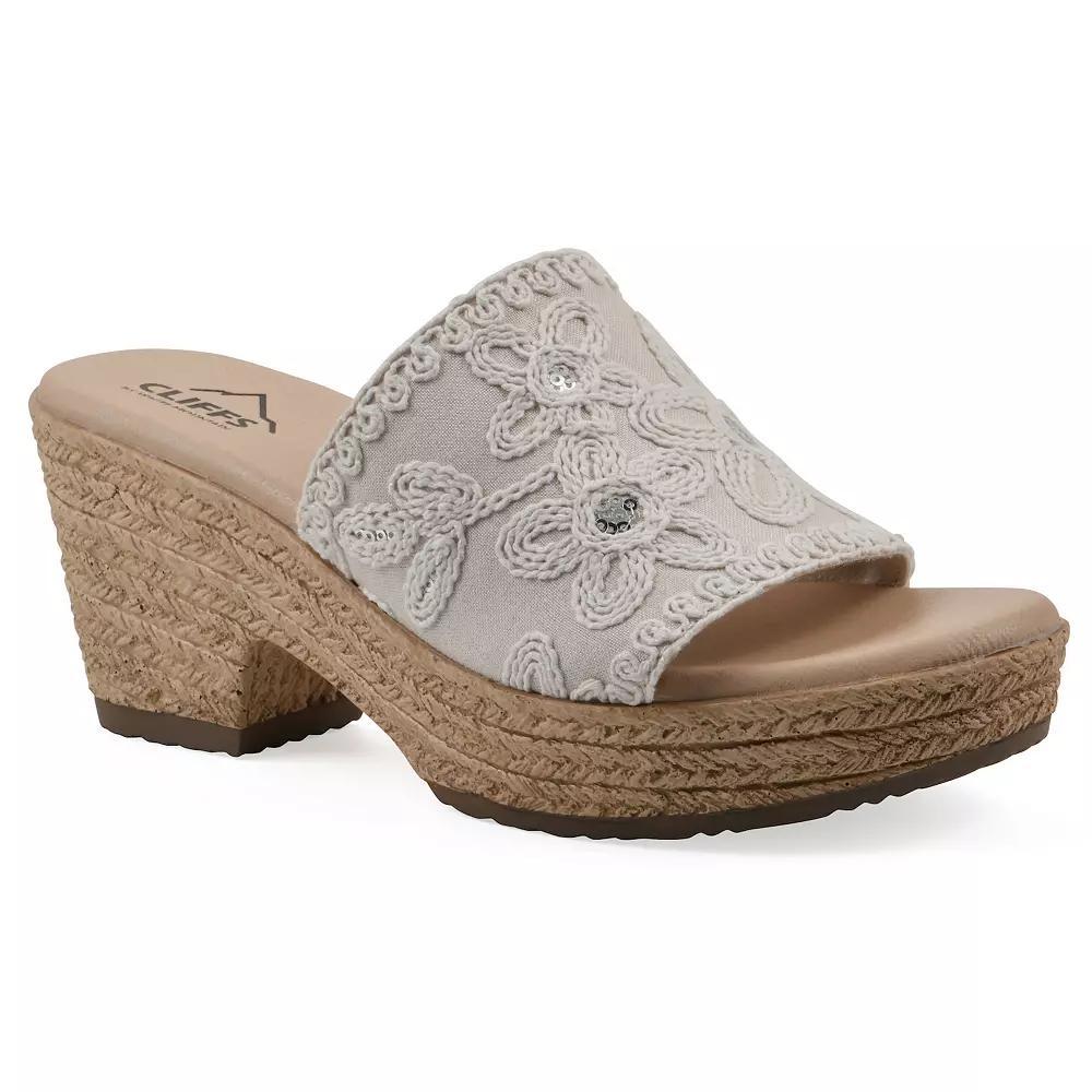 Cliffs by White Mountain Biancia Women's Floral Wedge Sandals, Size: 11 Medium, Natural White Fabric Product Image
