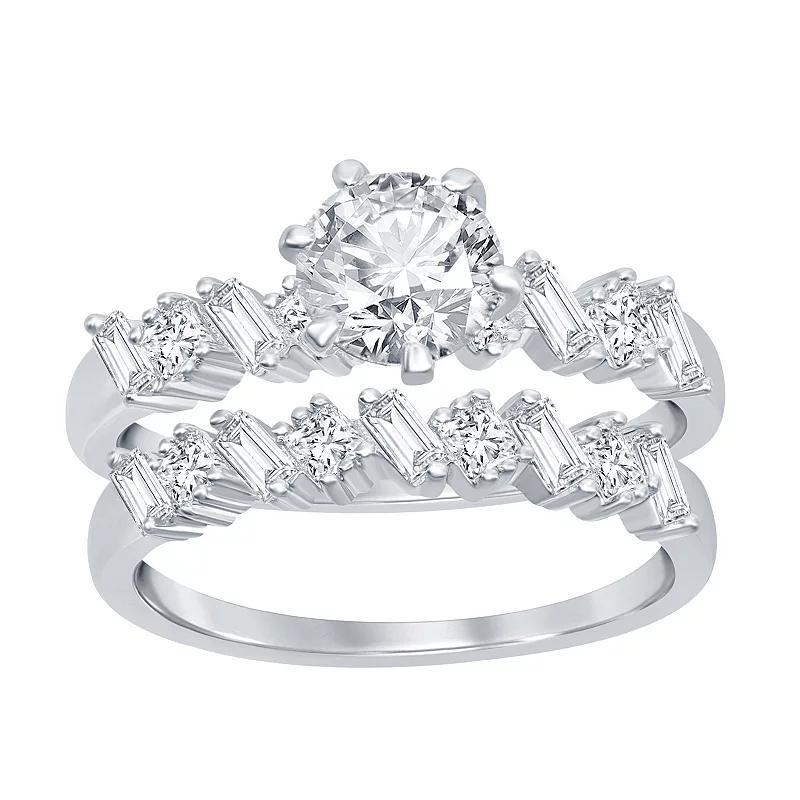 Sterling Silver & Cubic Zirconia Multi-Shaped Baguette Ring Set, Women's, Size: 10 Product Image
