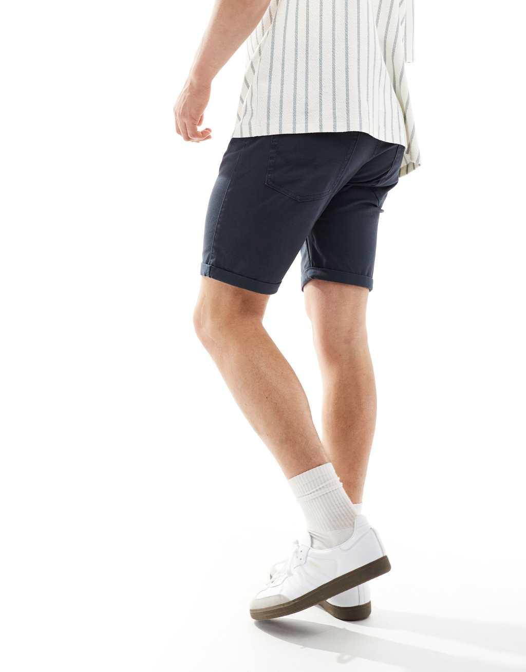 Jack & Jones 5 pocket shorts in navy Product Image