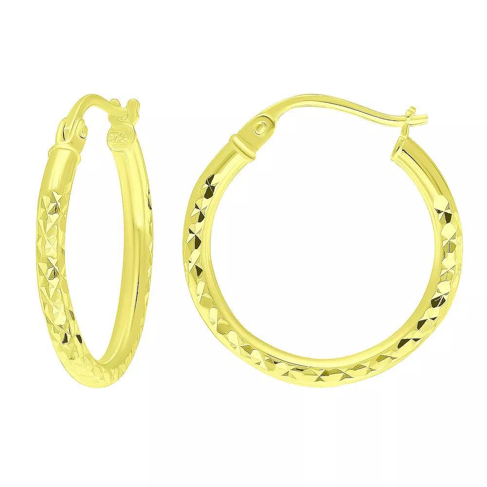 Aleure Precioso Sterling Silver Textured Hoop Earrings, Women's, Size: 20 mm Product Image